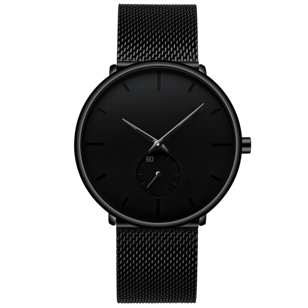 Ultra-Thin Minimalist Waterproof Men's Watch Stainless Steel Mesh Band
